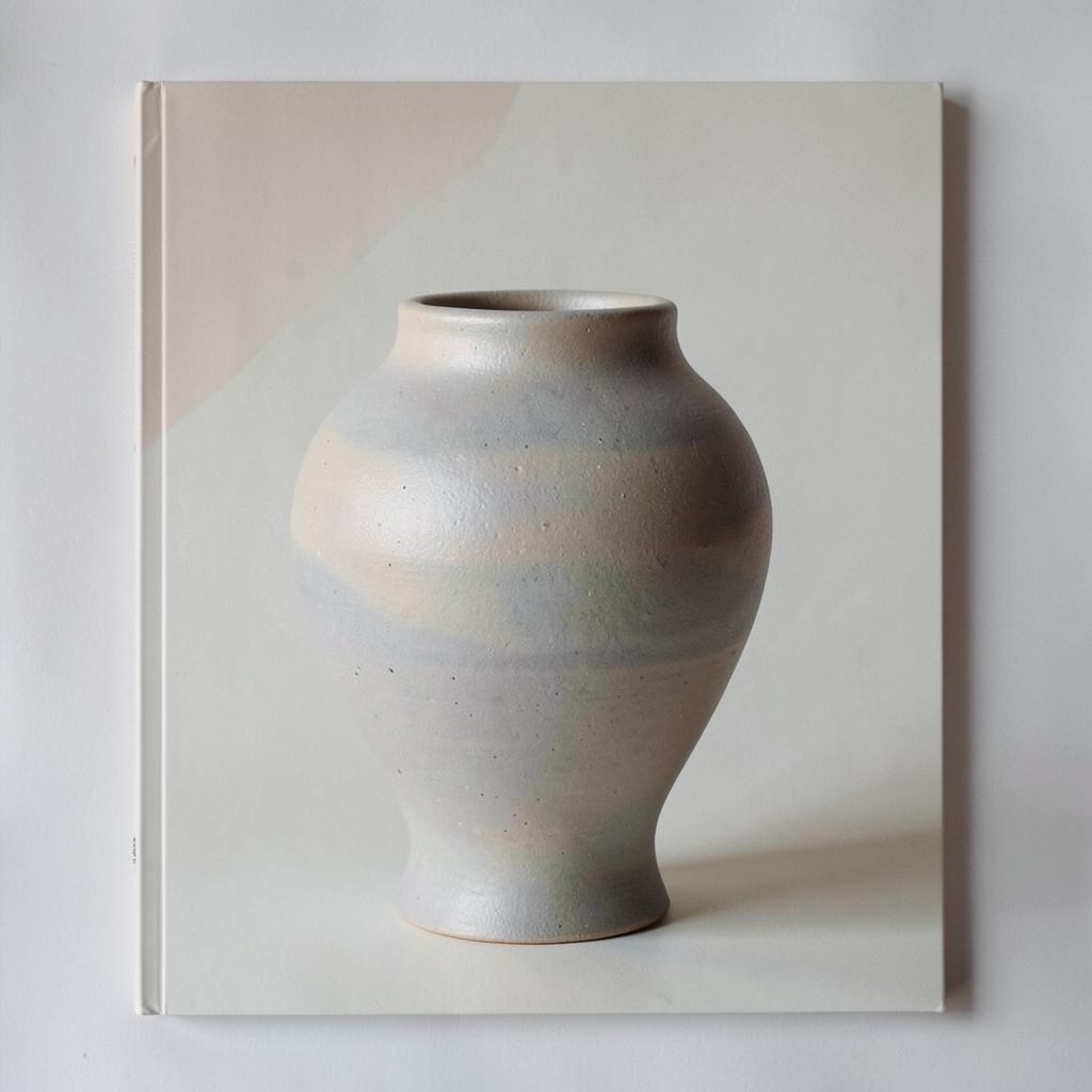 Book cover showing a sculptural ceramic vessel in soft grey and beige, Japanese modernist aesthetic