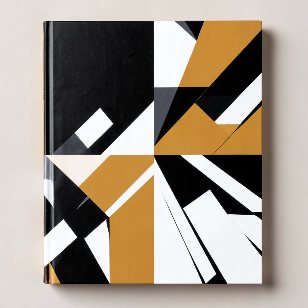Book cover with bold geometric patterns in black, white, and ochre, a contemporary art monograph