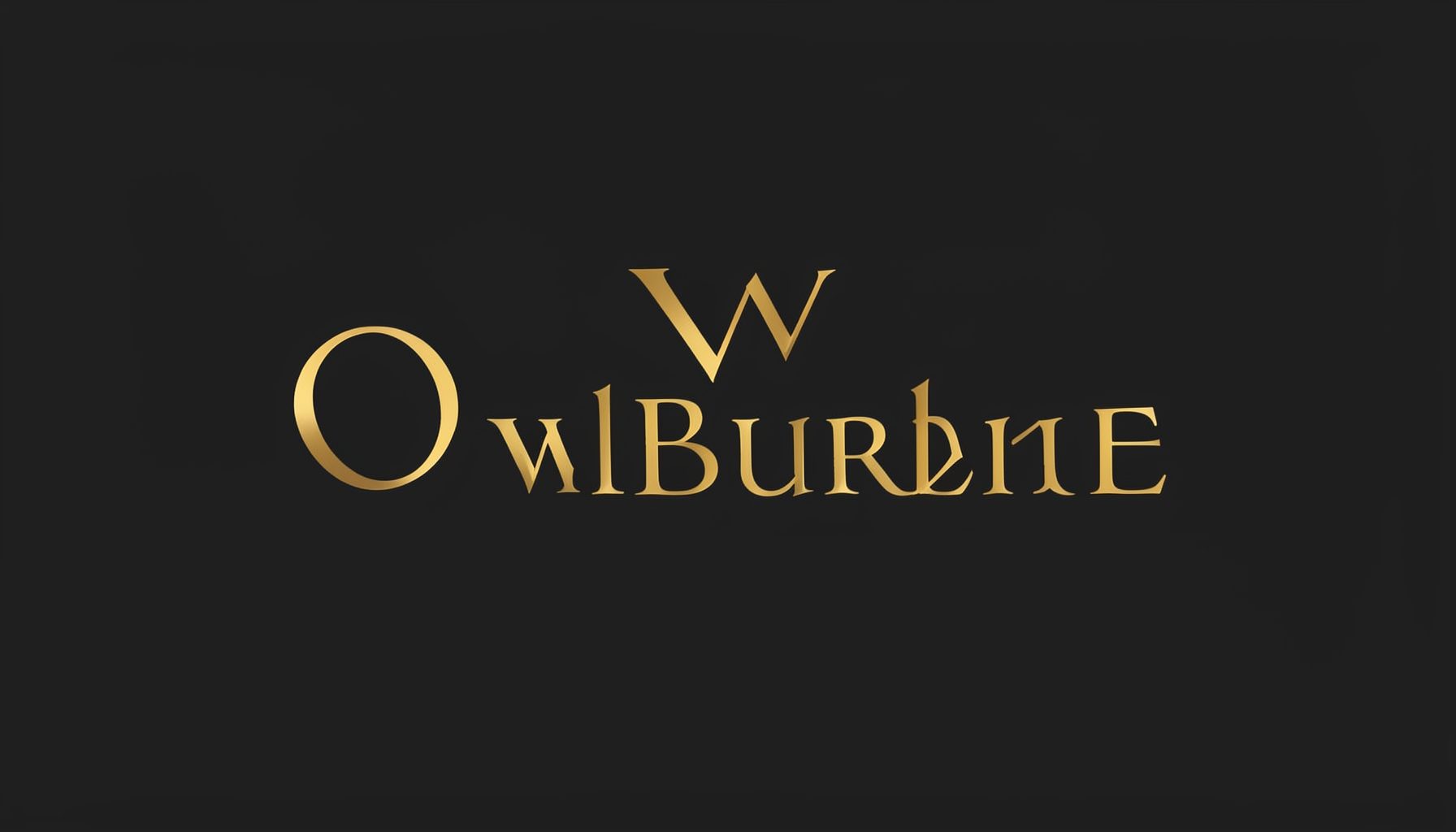 Owl Bureau wordmark in warm gold on a dark background, elegant serif lettering